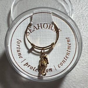 Alex and Ani Gold Seahorse Charm Adjustable Ring